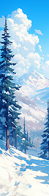 JPG 나무 구름 배너 설경 겨울 일러스트 자연 하늘 풍경 사람없음 파란색 추위 눈 숲 설산 국내일러스트 AI일러스트 AI콘텐츠 자연요소 식물 계절 컬러 날씨 산 생태계 파일형식
