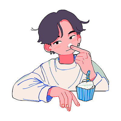 남자 포즈 일러스트 청소년 한명 미소 귀여움 귀걸이 생일 컵케이크 크림 십대남자한명만 묻힘 국내일러스트 AI파일 1 기념일 컨셉 장신구 모션 표정 사람 케이크 남자한명만 십대남자만 파일형식 벡터