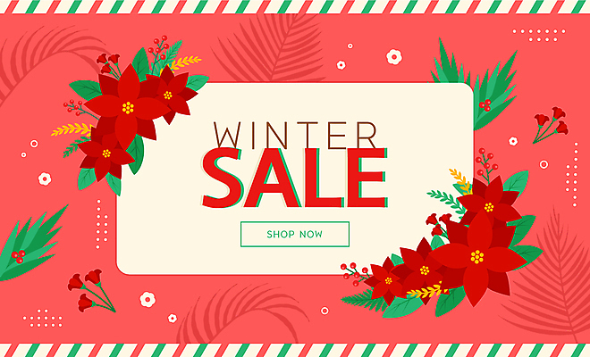 배너 열매 크리스마스 겨울 일러스트 사람없음 빨간색 세일 풀잎 포인세티아 국내일러스트 AI파일 식물 계절 기념일 꽃 컬러 잎 풀_식물 파일형식 벡터