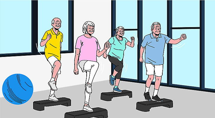 전신 여자 할아버지 노년 남자 할머니 일러스트 여러명 친구 실버라이프 운동복 운동 짐볼 오르기 실버타운 다리들기 노인만 국내일러스트 AI파일 라이프스타일 옷 다수 관계 모션 건강 사람 성인 성인만 파일형식 벡터