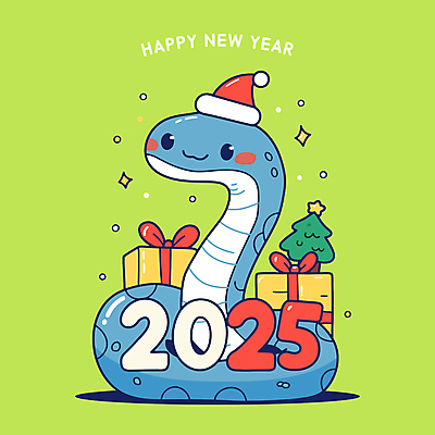 크리스마스 일러스트 산타모자 새해 사람없음 연두색 선물상자 크리스마스트리 파티 축하 뱀띠 뱀 연말 청사 2025년 을사년 일러캐릭터 푸른뱀 푸른뱀캐릭터 AI파일 캐릭터 모자_잡화 기념일 컨셉 파충류 선물 이벤트 초록색 상자 십이지신 연도 뱀캐릭터 파일형식 벡터