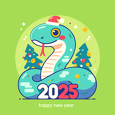 크리스마스 일러스트 산타모자 새해 사람없음 연두색 크리스마스트리 파티 축하 뱀띠 뱀 연말 청사 2025년 을사년 일러캐릭터 푸른뱀 푸른뱀캐릭터 AI파일 캐릭터 모자_잡화 기념일 컨셉 파충류 이벤트 초록색 십이지신 연도 뱀캐릭터 파일형식 벡터
