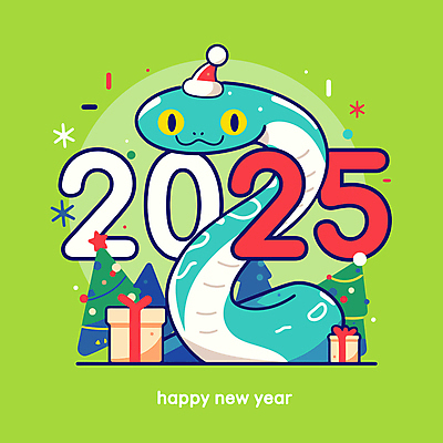 크리스마스 일러스트 산타모자 새해 사람없음 연두색 선물상자 크리스마스트리 파티 축하 뱀띠 뱀 연말 청사 2025년 을사년 일러캐릭터 푸른뱀 푸른뱀캐릭터 AI파일 캐릭터 모자_잡화 기념일 컨셉 파충류 선물 이벤트 초록색 상자 십이지신 연도 뱀캐릭터 파일형식 벡터