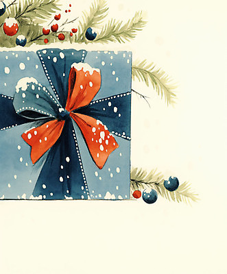 JPG 크리스마스 겨울 일러스트 수채화 사람없음 선물상자 눈 풀잎 분위기 연말 홀리데이 국내일러스트 AI일러스트 AI콘텐츠 자연요소 계절 기념일 컨셉 잎 날씨 휴가 선물 상자 풀_식물 파일형식