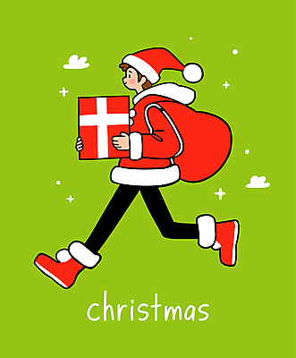 전신 여자 남자 크리스마스 겨울 일러스트 크리스마스선물 한명 웃음 이벤트 성인 초록색 선물상자 달리기 산타클로스 귀여움 연말 성인남자한명만 성인여자한명만 일러캐릭터 AI파일 캐릭터 1 계절 기념일 컬러 컨셉 모션 표정 선물 사람 상자 남자한명만 여자한명만 성인남자만 성인여자만 파일형식 벡터
