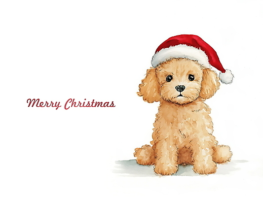 PSD 크리스마스 겨울 일러스트 산타모자 수채화 사람없음 산타클로스 강아지 푸들 국내일러스트 모자_잡화 계절 기념일 반려동물 개 파일형식