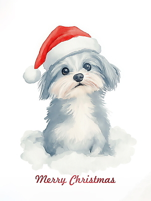 PSD 크리스마스 겨울 일러스트 산타모자 수채화 사람없음 산타클로스 강아지 국내일러스트 모자_잡화 계절 기념일 반려동물 개 파일형식