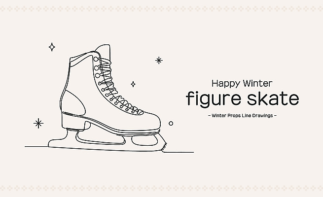 겨울 일러스트 사람없음 스케이트 피겨스케이팅 라인아트 오브젝트 손그림 드로잉 베이지색 국내일러스트 피겨화 AI파일 계절 선 스포츠용품 컬러 신발 미술 스케이팅 파일형식 벡터