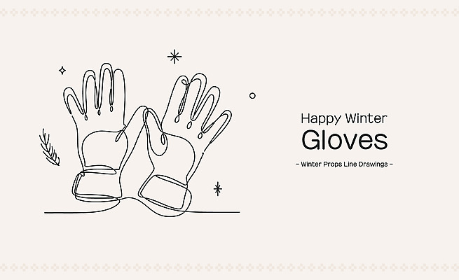 장갑 겨울 일러스트 사람없음 라인아트 오브젝트 손그림 드로잉 베이지색 국내일러스트 AI파일 잡화 계절 선 컬러 미술 파일형식 벡터