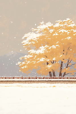 JPG 나무 겨울 일러스트 자연 풍경 초원 사람없음 울타리 갈색 설원 분위기 첫눈 국내일러스트 AI일러스트 AI콘텐츠 식물 계절 컬러 컨셉 눈_날씨 담장 생태계 파일형식