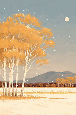 JPG 나무 겨울 일러스트 자연 산 풍경 초원 사람없음 갈색 설원 달 분위기 첫눈 국내일러스트 AI일러스트 AI콘텐츠 자연요소 식물 계절 컬러 컨셉 눈_날씨 생태계 파일형식