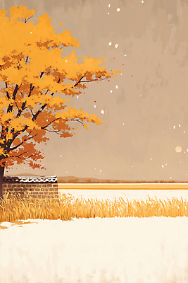 JPG 나무 겨울 일러스트 자연 풍경 초원 사람없음 갈색 설원 분위기 첫눈 기와담장 국내일러스트 AI일러스트 AI콘텐츠 식물 계절 컬러 컨셉 눈_날씨 기와 담장 생태계 파일형식