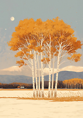 JPG 나무 겨울 일러스트 자연 산 주택 풍경 초원 사람없음 갈색 설원 달 분위기 첫눈 국내일러스트 AI일러스트 AI콘텐츠 자연요소 식물 계절 컬러 컨셉 눈_날씨 건물 생태계 파일형식