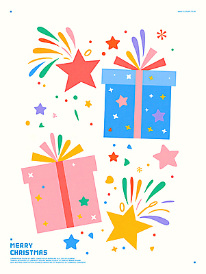 PSD 분홍색 크리스마스 일러스트 사람없음 선물상자 반짝임 쇼핑 파티 축제 즐거움 연말 국내일러스트 기념일 감정 컬러 모션 선물 이벤트 상자 파일형식