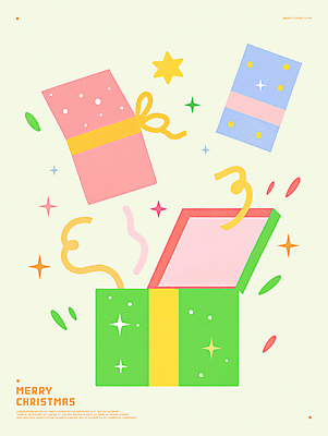 PSD 크리스마스 일러스트 사람없음 초록색 선물상자 반짝임 쇼핑 파티 축제 즐거움 연말 국내일러스트 기념일 감정 컬러 모션 선물 이벤트 상자 파일형식