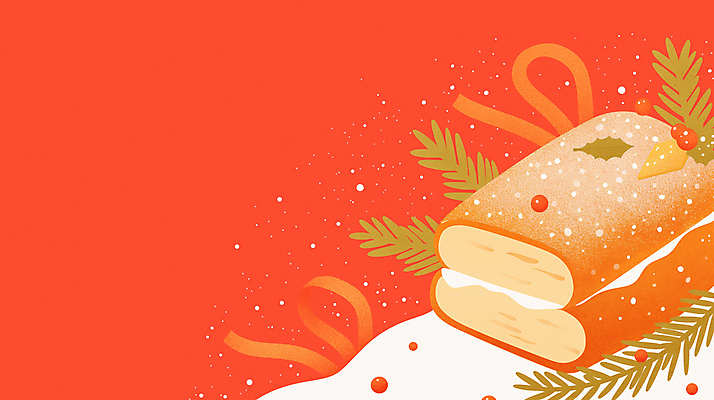 JPG 백그라운드 크리스마스 겨울 일러스트 디저트 사람없음 빨간색 파티 과자 분위기 연말 슈톨렌 국내일러스트 AI일러스트 AI콘텐츠 계절 기념일 음식 컬러 컨셉 이벤트 케이크 파일형식