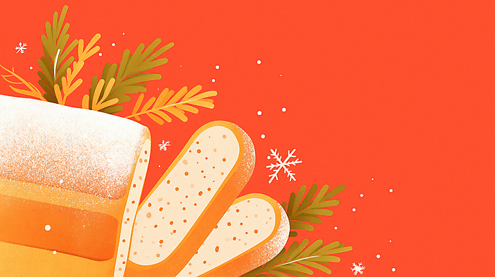 JPG 백그라운드 크리스마스 겨울 일러스트 디저트 사람없음 빨간색 파티 과자 분위기 연말 슈톨렌 국내일러스트 AI일러스트 AI콘텐츠 계절 기념일 음식 컬러 컨셉 이벤트 케이크 파일형식