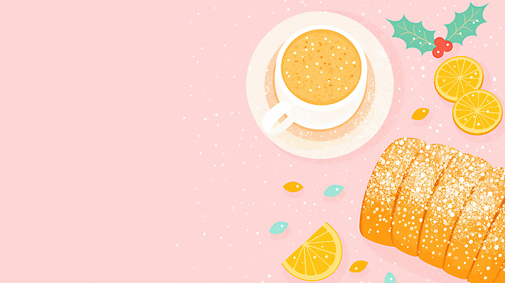 JPG 열매 커피 빵 분홍색 백그라운드 크리스마스 겨울 오렌지 일러스트 디저트 사람없음 파티 풀잎 분위기 커피잔 찻잔 컵받침 코코아 연말 국내일러스트 AI일러스트 AI콘텐츠 식물 계절 기념일 음료 음식 컬러 컨셉 잎 과일 잔 이벤트 풀_식물 받침대 파일형식