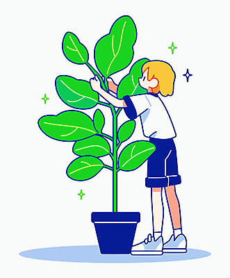 전신 남자 행복 화분 화초 어린이 일러스트 한명 소년 초록색 정원 풀잎 돌봄 소년한명만 홈가드닝 국내일러스트 AI파일 식물 1 감정 컬러 잎 모션 사람 풀_식물 원예 남자한명만 소년만 파일형식 벡터