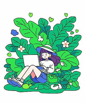 전신 모자 여자 꽃 행복 화초 가방 일러스트 자연 한명 앉기 성인 초록색 노트북 정원 작업 풀잎 숲 성인여자한명만 홈가드닝 국내일러스트 AI파일 식물 1 잡화 감정 컬러 잎 모션 사람 전자제품 풀_식물 생태계 원예 여자한명만 성인여자만 파일형식 벡터