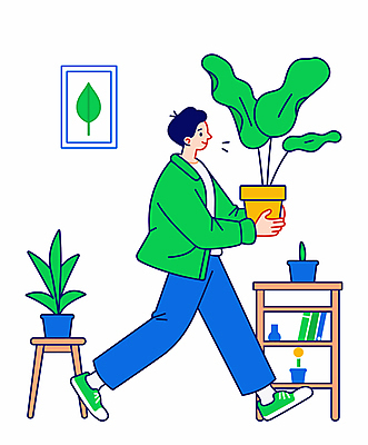 전신 남자 행복 화분 화초 액자 일러스트 탁자 한명 들기 성인 초록색 정원 풀잎 운반 돌봄 성인남자한명만 홈가드닝 국내일러스트 AI파일 식물 1 감정 컬러 가구 잎 모션 사람 풀_식물 원예 남자한명만 성인남자만 파일형식 벡터