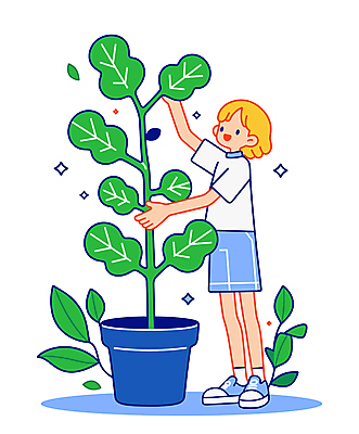 전신 남자 화분 화초 어린이 일러스트 한명 소년 초록색 정원 풀잎 정리 돌봄 소년한명만 홈가드닝 국내일러스트 AI파일 식물 1 컬러 잎 모션 사람 풀_식물 원예 남자한명만 소년만 파일형식 벡터