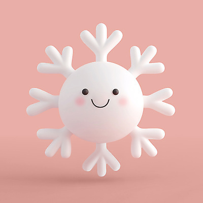 PSD 편집이미지 캐릭터 분홍색 겨울 눈꽃 미소 사람없음 귀여움 눈송이 편집3D 계절 컬러 컨셉 눈_날씨 표정 3D 파일형식