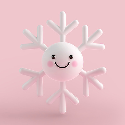 PSD 편집이미지 캐릭터 분홍색 겨울 눈꽃 미소 사람없음 귀여움 눈송이 편집3D 계절 컬러 컨셉 눈_날씨 표정 3D 파일형식
