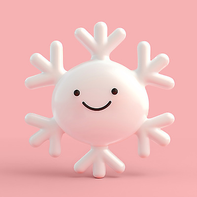 PSD 편집이미지 캐릭터 분홍색 겨울 눈꽃 미소 사람없음 귀여움 눈송이 편집3D 계절 컬러 컨셉 눈_날씨 표정 3D 파일형식