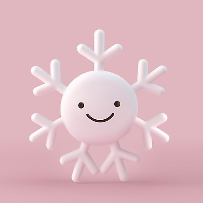 PSD 편집이미지 캐릭터 분홍색 겨울 눈꽃 미소 사람없음 귀여움 눈송이 편집3D 계절 컬러 컨셉 눈_날씨 표정 3D 파일형식