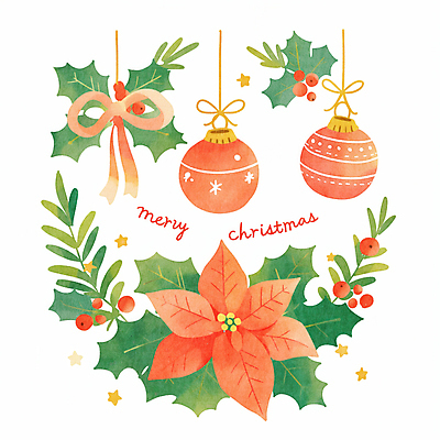 식물 계절 기념일 꽃 컬러 크리스마스장식 파일형식 AI콘텐츠 크리스마스 포인세티아 장식 리본 오너먼트 잎 겨울 빨간색 JPG 일러스트 국내일러스트 사람없음 초록색 AI일러스트