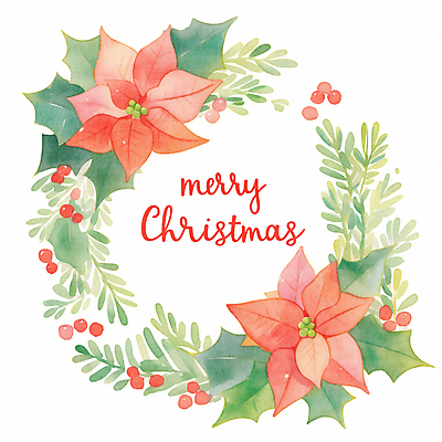 도형 식물 계절 기념일 꽃 컬러 크리스마스장식 장식 파일형식 AI콘텐츠 크리스마스 포인세티아 오너먼트 잎 겨울 빨간색 JPG 일러스트 국내일러스트 사람없음 리스장식 원형 초록색 AI일러스트