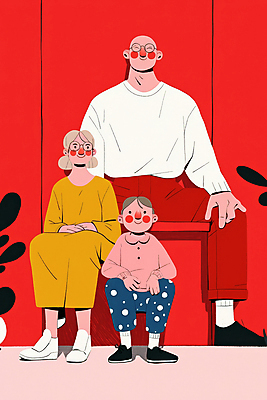 JPG 전신 여자 남자 행복 어린이 일러스트 가족 사랑 미소 앉기 소년 성인 일상 빨간색 세명 화목 국내일러스트 AI일러스트 AI콘텐츠 감정 컬러 컨셉 관계 모션 표정 사람 라이프 파일형식