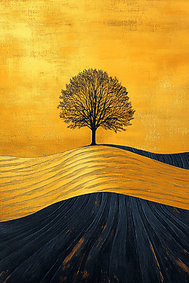 JPG 나무 편집이미지 자연 풍경 초원 사람없음 평화 고요 금색 가을 언덕 드로잉 풍경화 편집실사 식물 계절 컬러 컨셉 미술 CG 그림 생태계 파일형식