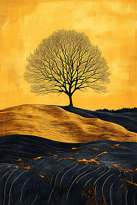 JPG 나무 편집이미지 길 자연 풍경 초원 사람없음 평화 고요 금색 가을 언덕 드로잉 풍경화 편집실사 식물 계절 컬러 컨셉 미술 CG 그림 생태계 파일형식