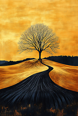 JPG 나무 편집이미지 길 자연 풍경 초원 사람없음 평화 고요 금색 가을 언덕 드로잉 풍경화 편집실사 식물 계절 컬러 컨셉 미술 CG 그림 생태계 파일형식