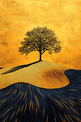 JPG 나무 편집이미지 자연 풍경 초원 사람없음 평화 고요 금색 가을 언덕 드로잉 풍경화 편집실사 식물 계절 컬러 컨셉 미술 CG 그림 생태계 파일형식