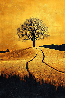 JPG 나무 편집이미지 길 자연 풍경 초원 사람없음 평화 고요 금색 가을 언덕 드로잉 풍경화 편집실사 식물 계절 컬러 컨셉 미술 CG 그림 생태계 파일형식