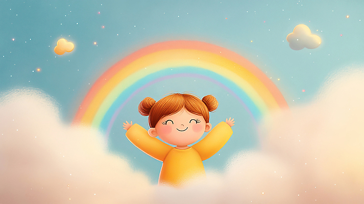 JPG 구름 여자 행복 어린이 무지개 일러스트 자연 하늘 팔벌리기 동화 한명 웃음 소녀 평화 만세 동심 국내일러스트 AI일러스트 AI콘텐츠 자연요소 1 감정 컨셉 모션 표정 사람 생태계 파일형식