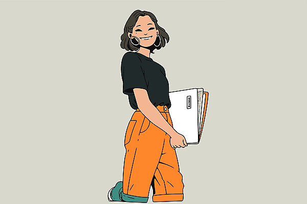 여자 교육 일러스트 교재 한명 웃음 들기 상반신 성인 책 자료 교양 전문직 성인여자한명만 국내일러스트 AI파일 직업 1 모션 표정 사람 여자한명만 성인여자만 파일형식 벡터