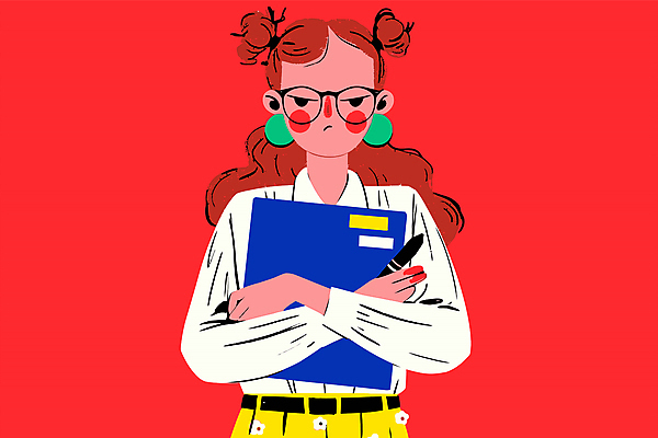 여자 교육 패션 일러스트 교재 한명 들기 상반신 성인 책 빨간색 펜 자료 교양 찡그림 전문직 성인여자한명만 국내일러스트 AI파일 직업 1 컬러 모션 표정 사람 필기구 여자한명만 성인여자만 파일형식 벡터