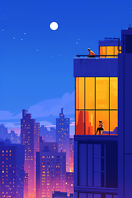 JPG 여자 남자 실루엣 야경 일러스트 창문 밤하늘 앉기 성인 두명 건물 파란색 빛 도시풍경 고층빌딩 보름달 도시 옥상 성인만 국내일러스트 AI일러스트 AI콘텐츠 건축물 컬러 모션 하늘 촬영기법 사람 풍경 빌딩 달 야간 파일형식 풍경_경치