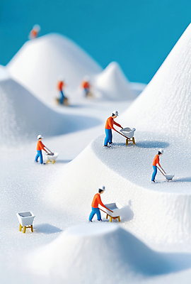 JPG 전신 편집이미지 여자 남자 산업 산 작업복 여러명 성인 파란색 모형 수레 미니어처 흰색 도구 눈 작업 안전모 설탕 삽 작업자 성인만 편집실사 AI포토 AI콘텐츠 자연요소 옷 컬러 다수 날씨 사람 카트 헬멧 안전장비 CG 파일형식