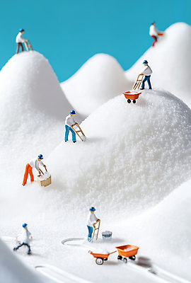 JPG 전신 편집이미지 여자 남자 산업 산 작업복 여러명 성인 파란색 모형 수레 미니어처 흰색 도구 눈 작업 안전모 설탕 삽 작업자 성인만 편집실사 AI포토 AI콘텐츠 자연요소 옷 컬러 다수 날씨 사람 카트 헬멧 안전장비 CG 파일형식