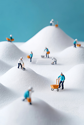 JPG 전신 편집이미지 여자 남자 산업 산 작업복 여러명 성인 파란색 모형 수레 미니어처 흰색 도구 눈 작업 안전모 설탕 삽 작업자 성인만 편집실사 AI포토 AI콘텐츠 자연요소 옷 컬러 다수 날씨 사람 카트 헬멧 안전장비 CG 파일형식