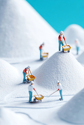 JPG 전신 편집이미지 여자 남자 산업 산 작업복 여러명 성인 파란색 모형 수레 미니어처 흰색 도구 눈 작업 안전모 설탕 삽 작업자 성인만 편집실사 AI포토 AI콘텐츠 자연요소 옷 컬러 다수 날씨 사람 카트 헬멧 안전장비 CG 파일형식