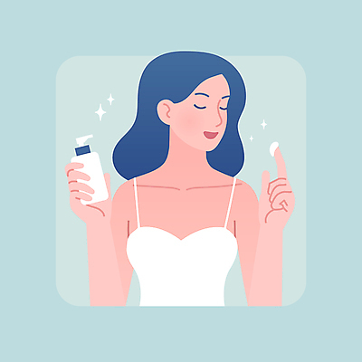 여자 일러스트 한명 들기 상반신 성인 뷰티 눈감음 피부관리 로션 스킨케어 보습 성인여자한명만 국내일러스트 AI파일 1 모션 사람 화장품 여자한명만 성인여자만 파일형식 벡터