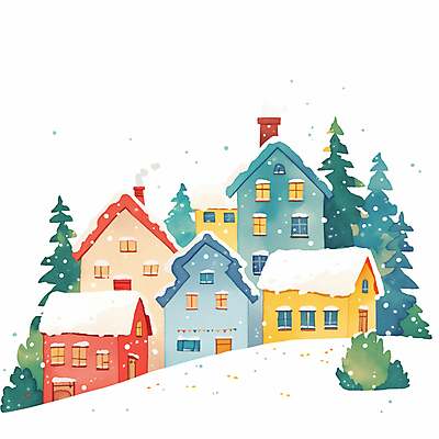 JPG 설경 겨울 일러스트 주택 풍경 사람없음 평화 마을 눈 소나무 눈송이 국내일러스트 AI일러스트 AI콘텐츠 자연요소 나무 계절 컨셉 날씨 눈_날씨 건물 파일형식