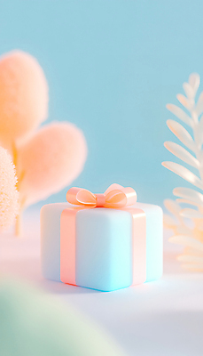 JPG 식물 편집이미지 리본 사람없음 선물상자 3D 축하 신비 파스텔톤 편집3D AI컴퓨터그래픽 AI콘텐츠 컬러 컨셉 선물 상자 디지털합성 파일형식