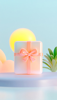 JPG 편집이미지 리본 잎 사람없음 선물상자 태양 3D 축하 신비 단상 파스텔톤 편집3D AI컴퓨터그래픽 AI콘텐츠 자연요소 식물 컬러 컨셉 선물 상자 디지털합성 파일형식